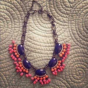 Statement necklace with blue, pink and orange!